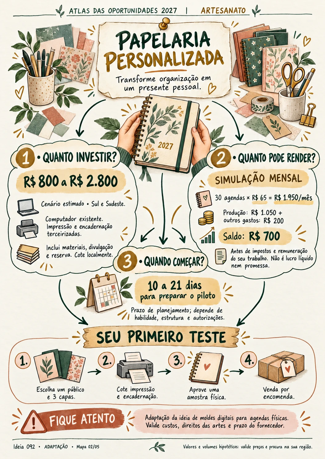 PAPELARIA PERSONALIZADA: investimento, simulação de ganhos e primeiros passos
