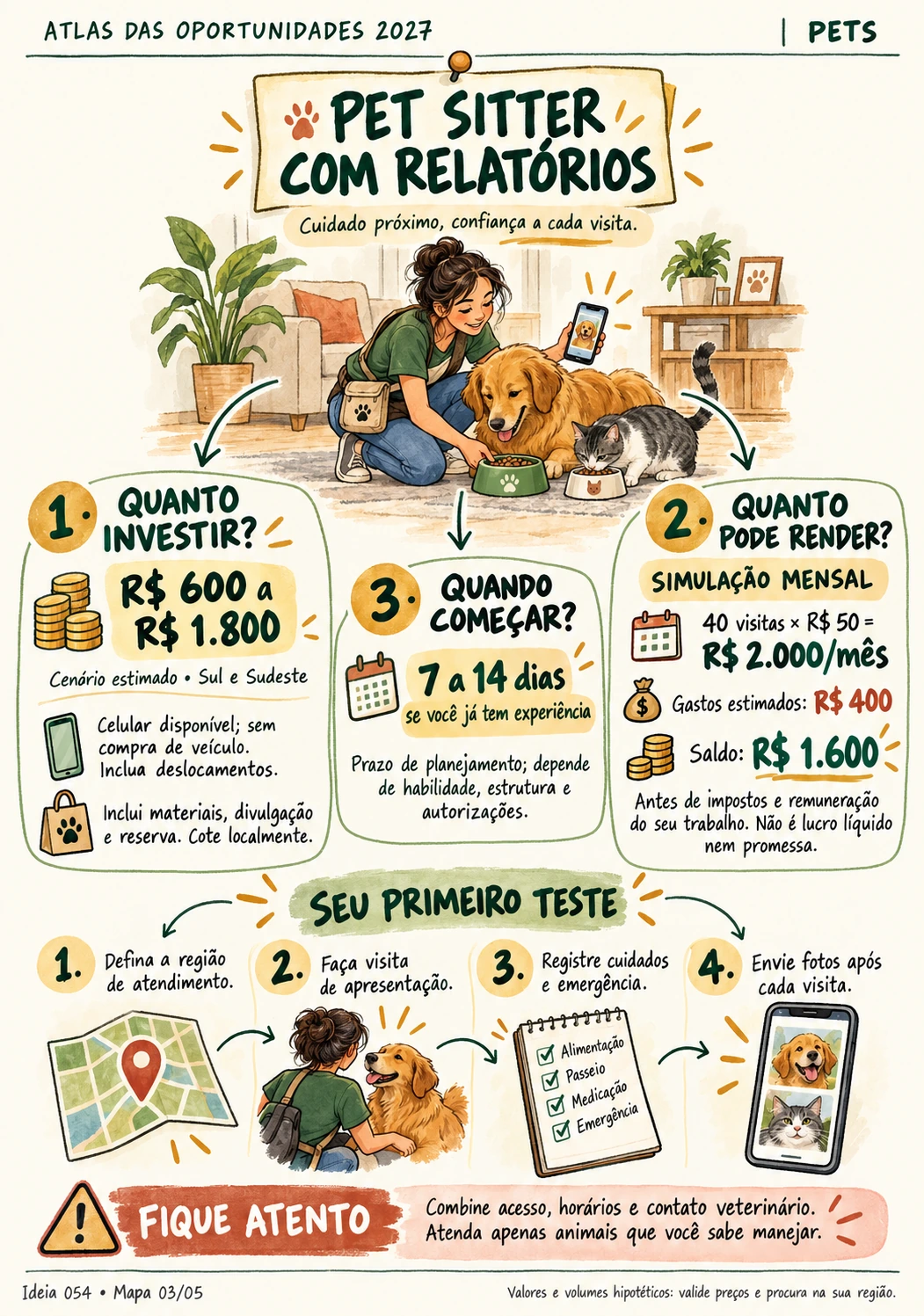 PET SITTER COM RELATÓRIOS: investimento, simulação de ganhos e primeiros passos
